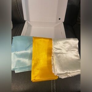 TEAL, YELLOW, & WHITE SATIN PILLOW CASES